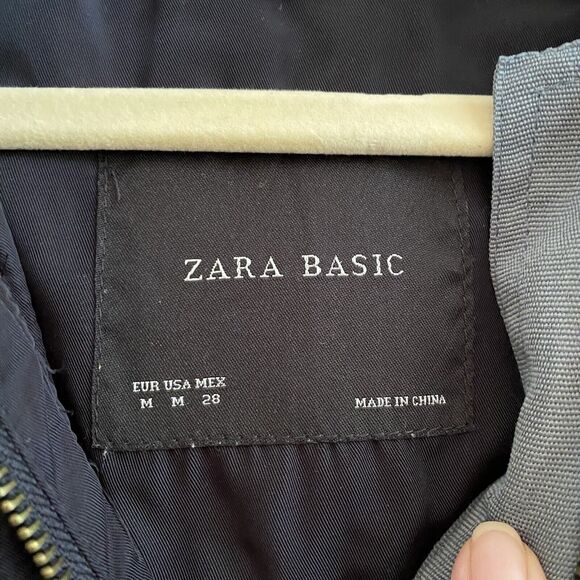 Zara Basic Black Zip Hooded Pockets Cinched Waist Windbreaker Jacket Size M - Picture 6 of 13
